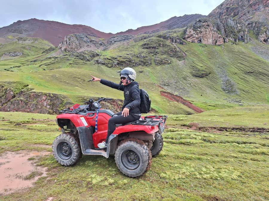 From cusco: Rainbow Mountain ATV Tour with meals - One hour at the striped mountain