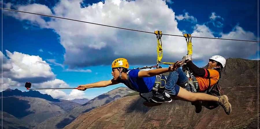 Zipline over the Sacred Valley Trip - The 430-metre first cable